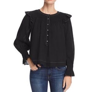 La Vie Rebecca Taylor Long-sleeve Smocked Blouse Size S